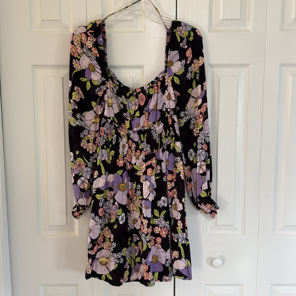 *LIKE NEW* AFRM Los Angeles Floral Smocked Mini Dress Puff Sleeve - Size M